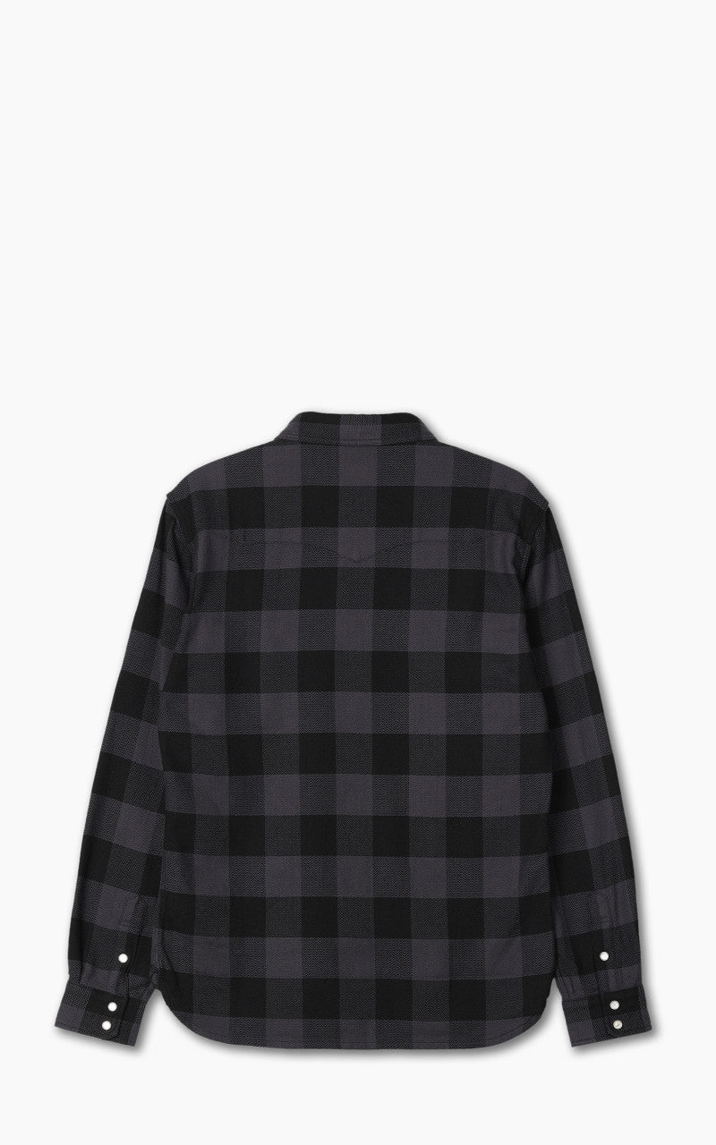 The Flat Head FN-SNW-101L Block Check Flannel Western Shirt Grey/Black