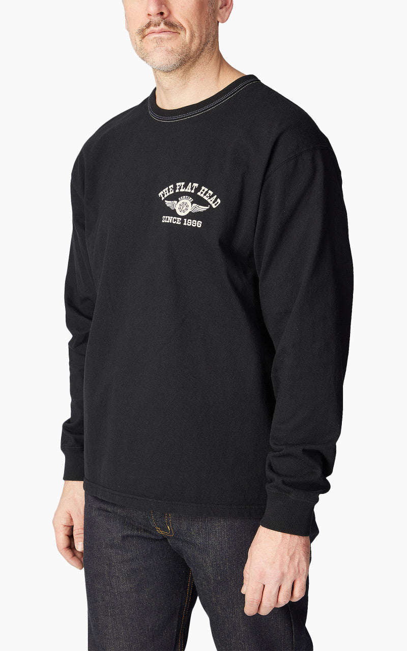 The Flat Head FN-THCL-202 L/S T-Shirt Flying Wheel Black