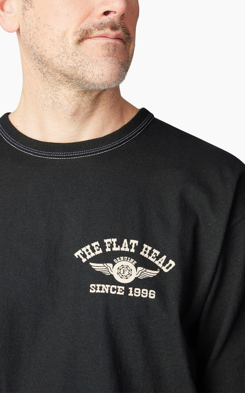 The Flat Head FN-THCL-202 L/S T-Shirt Flying Wheel Black