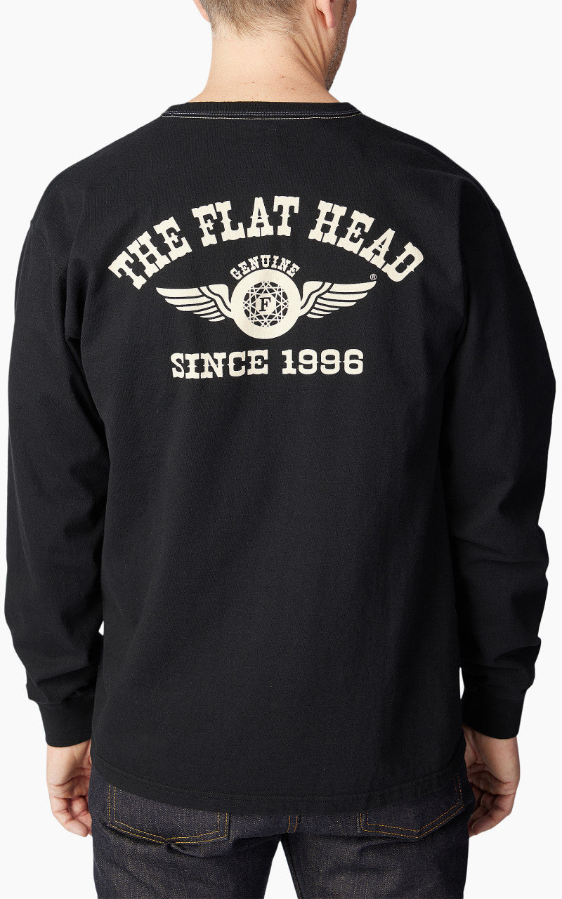 The Flat Head FN-THCL-202 L/S T-Shirt Flying Wheel Black