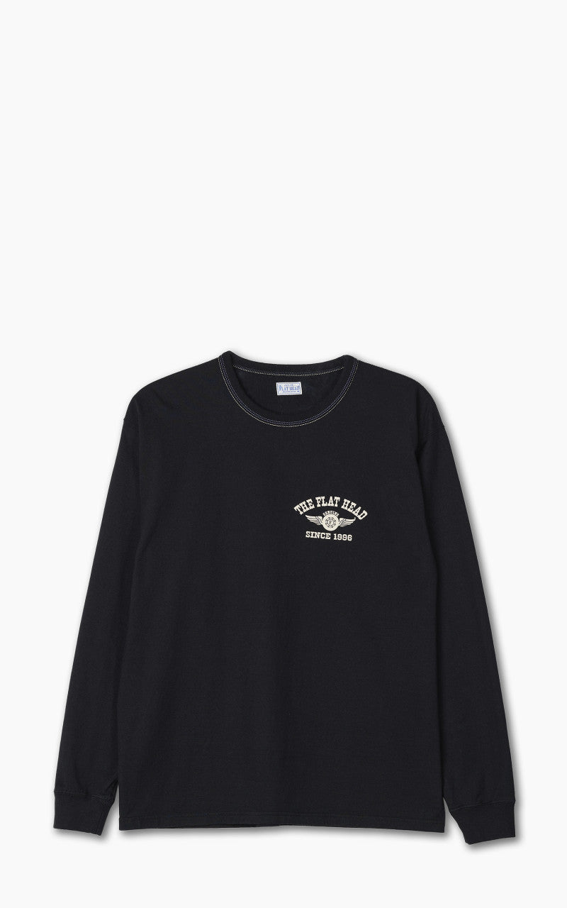 The Flat Head FN-THCL-202 L/S T-Shirt Flying Wheel Black