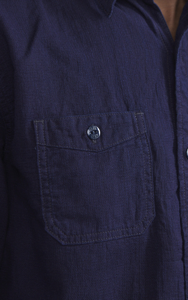 The Flat Head FN-SCK-009L Dobby Work Shirt Selvedge Indigo