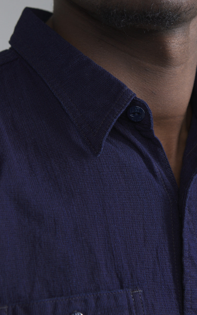 The Flat Head FN-SCK-009L Dobby Work Shirt Selvedge Indigo