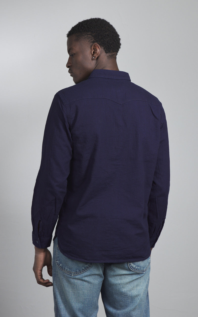 The Flat Head FN-SCK-009L Dobby Work Shirt Selvedge Indigo