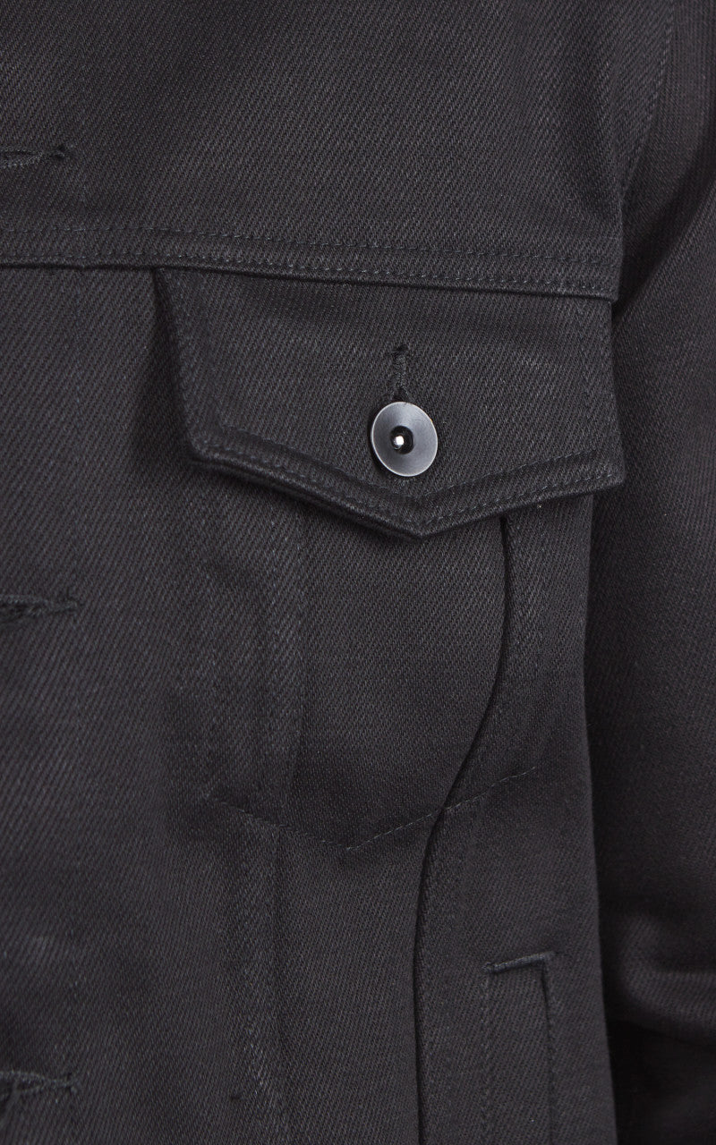 The Unbranded Brand UB942 Denim Jacket Heavyweight Solid Black Selvedge 21oz
