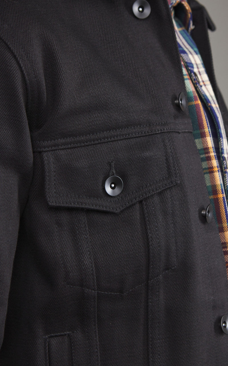 The Unbranded Brand UB942 Denim Jacket Heavyweight Solid Black Selvedg