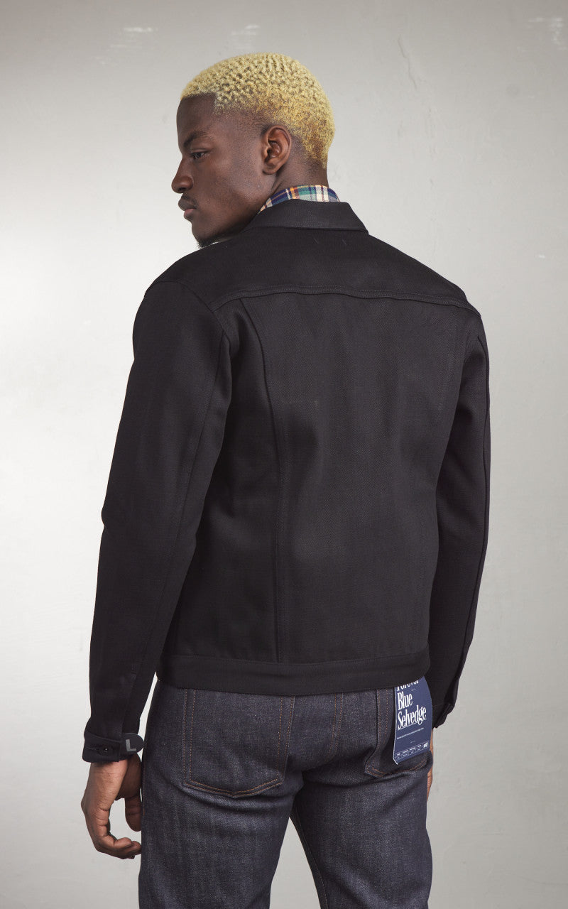The Unbranded Brand UB942 Denim Jacket Heavyweight Solid Black Selvedg