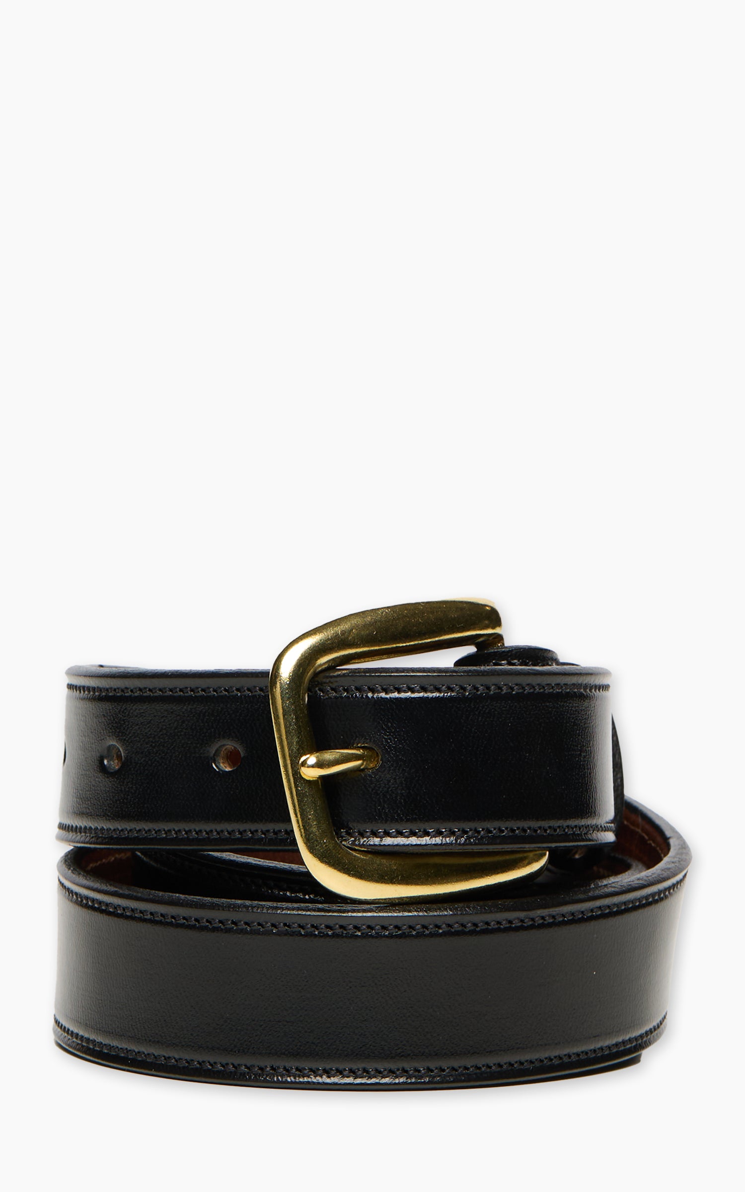 Tory Leather 1-1/4" Bridle Leather Lined And Stitched Belt Black