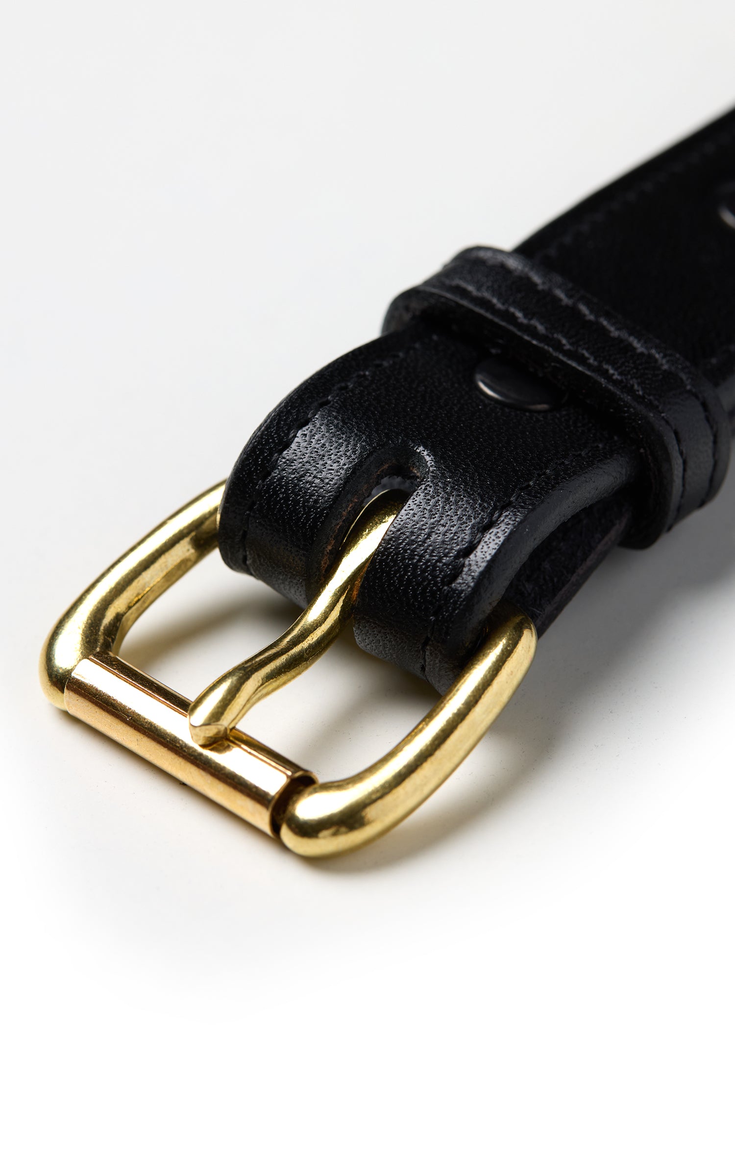 Tory Leather 1" Bridle Leather Stitch Belt Black