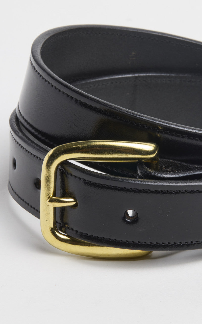 Tory Leather Bridle Leather Stitched Belt Black