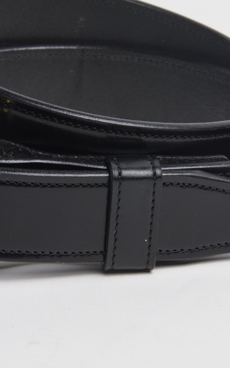 Tory Leather Bridle Leather Stitched Belt Black