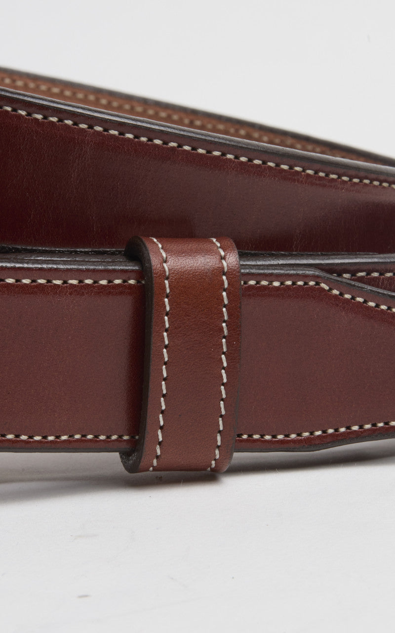Tory Leather Bridle Leather Stitched Belt Oakboard