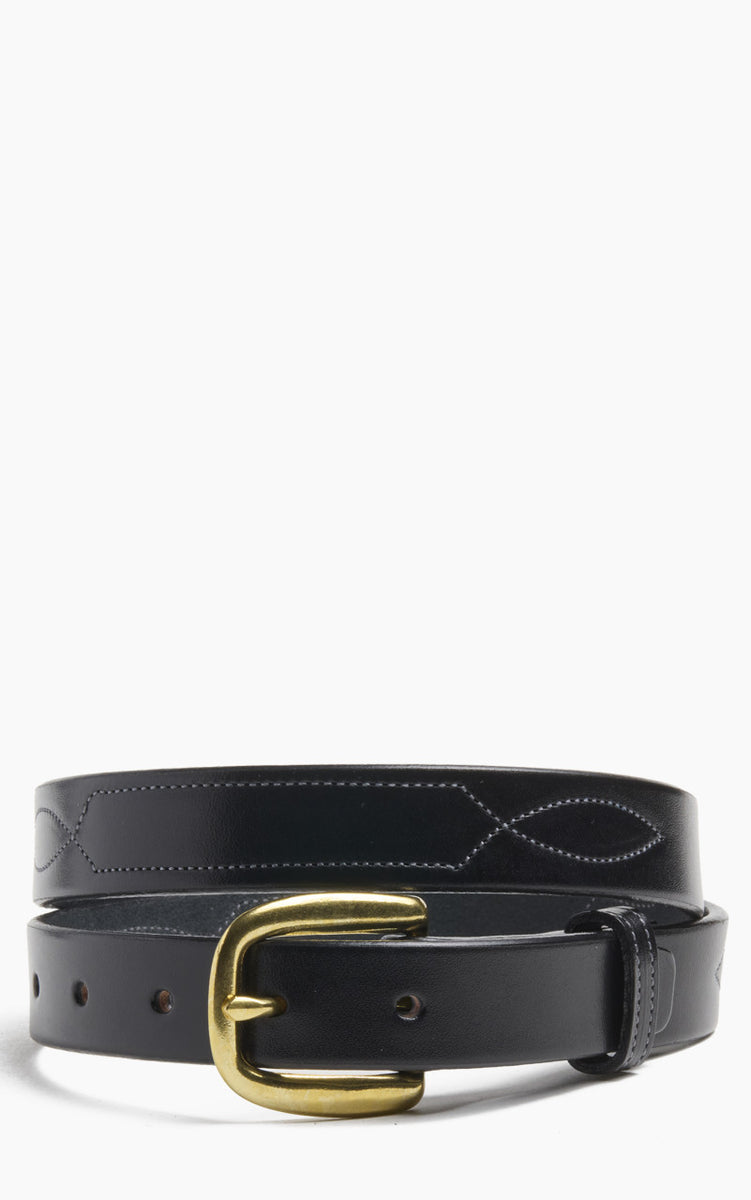Tory Leather Bridle Leather Repeated Stitch Belt Black display picture 2