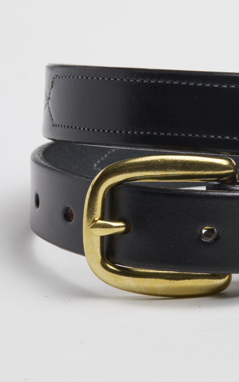 Tory Leather Bridle Leather Repeated Stitch Belt Black
