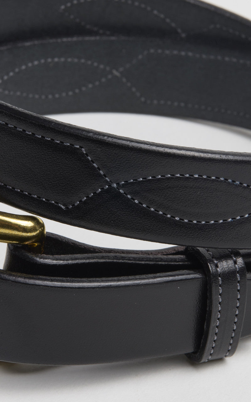 Tory Leather Bridle Leather Repeated Stitch Belt Black