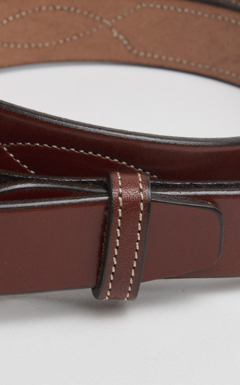 Tory Leather Bridle Leather Repeated Stitch Belt Oakboard