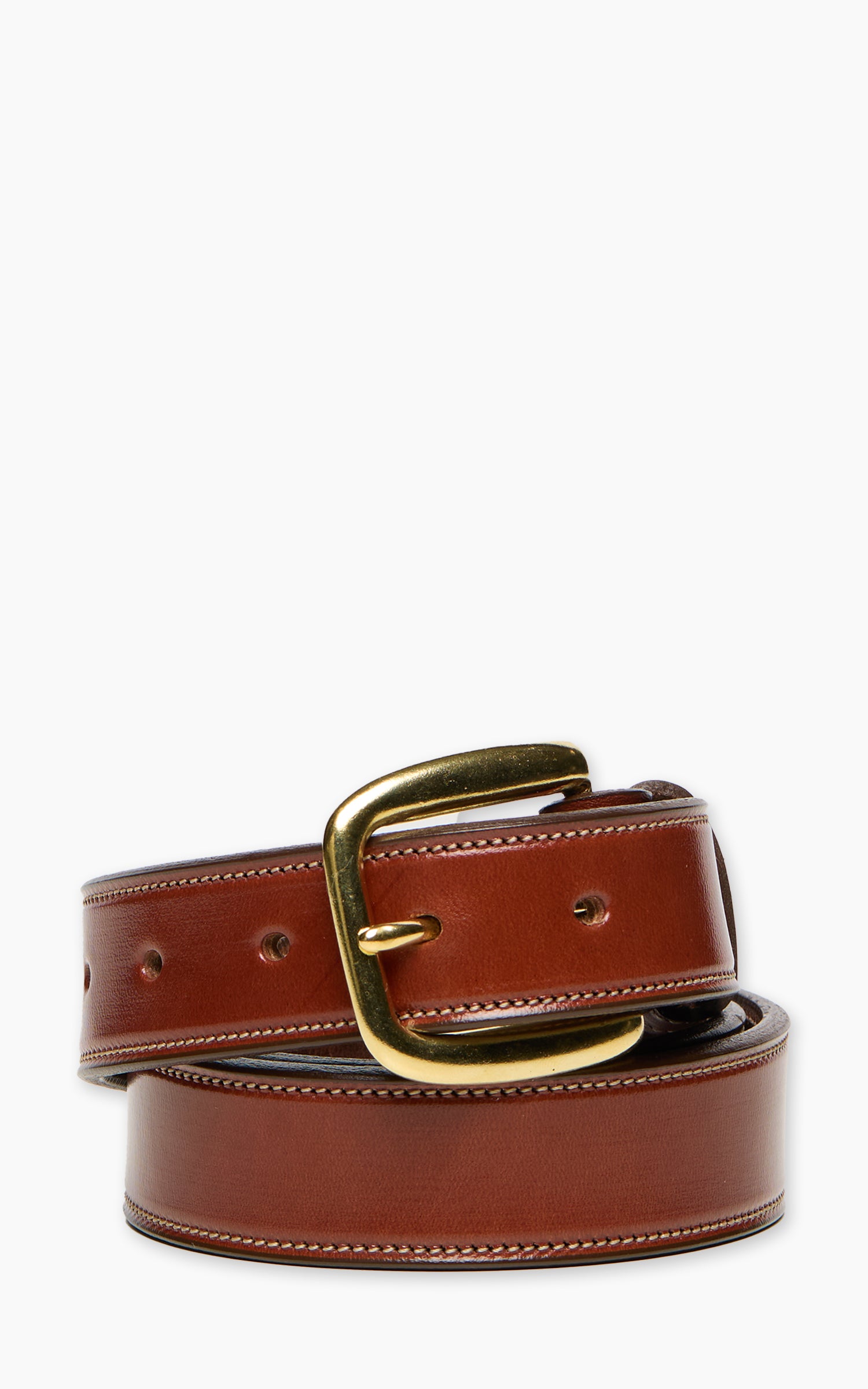 Tory Leather 1-1/4" Bridle Leather Lined And Stitched Belt Oakbark