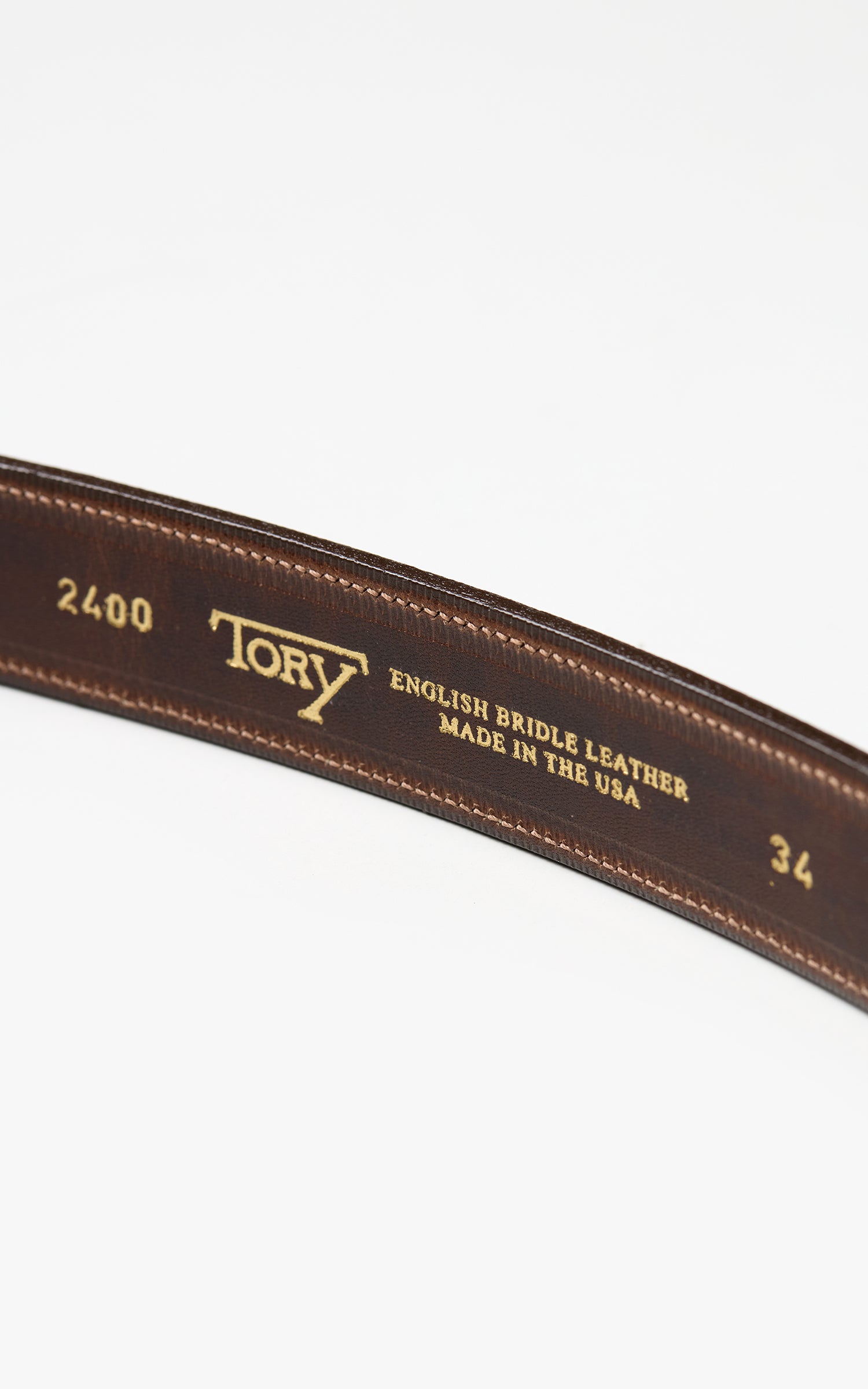 Tory Leather 1-1/4" Bridle Leather Lined And Stitched Belt Oakbark