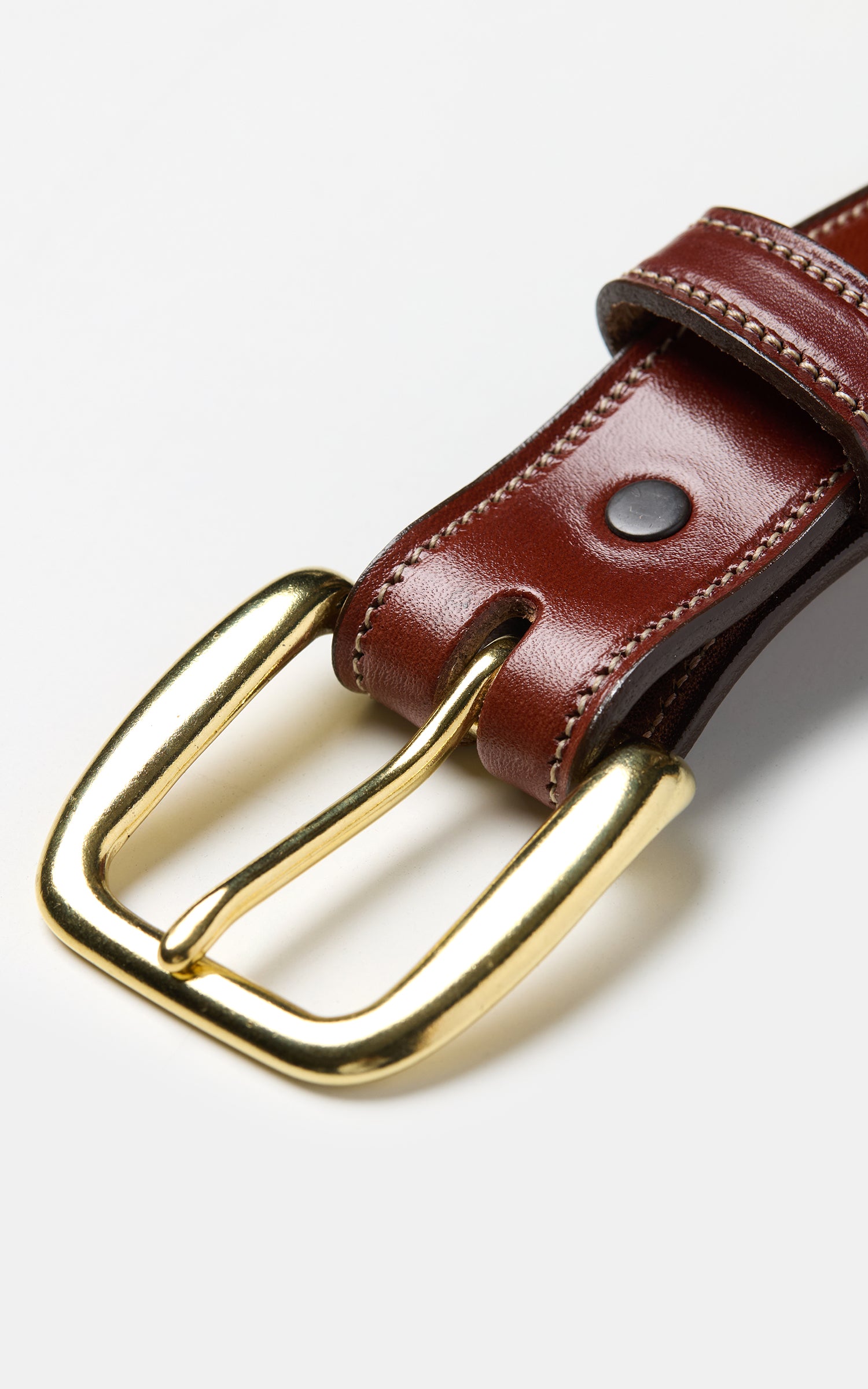 Tory Leather 1-1/4" Bridle Leather Lined And Stitched Belt Oakbark