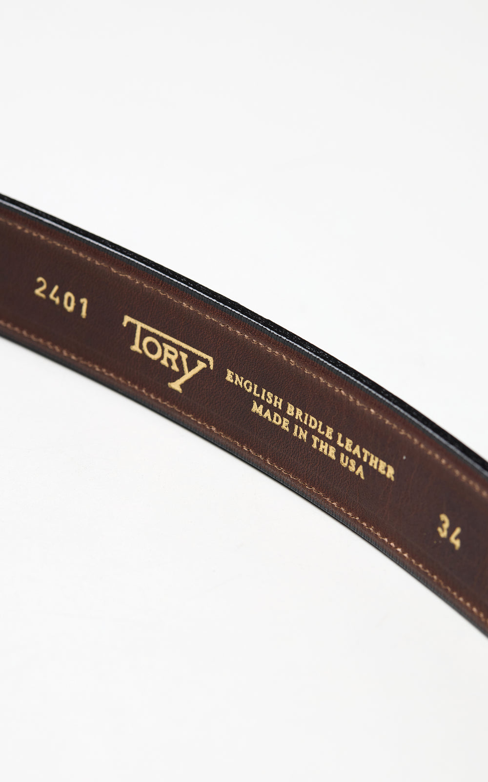 Tory Leather 1-1/4" Bridle Leather Lined And Stitched Belt Havana