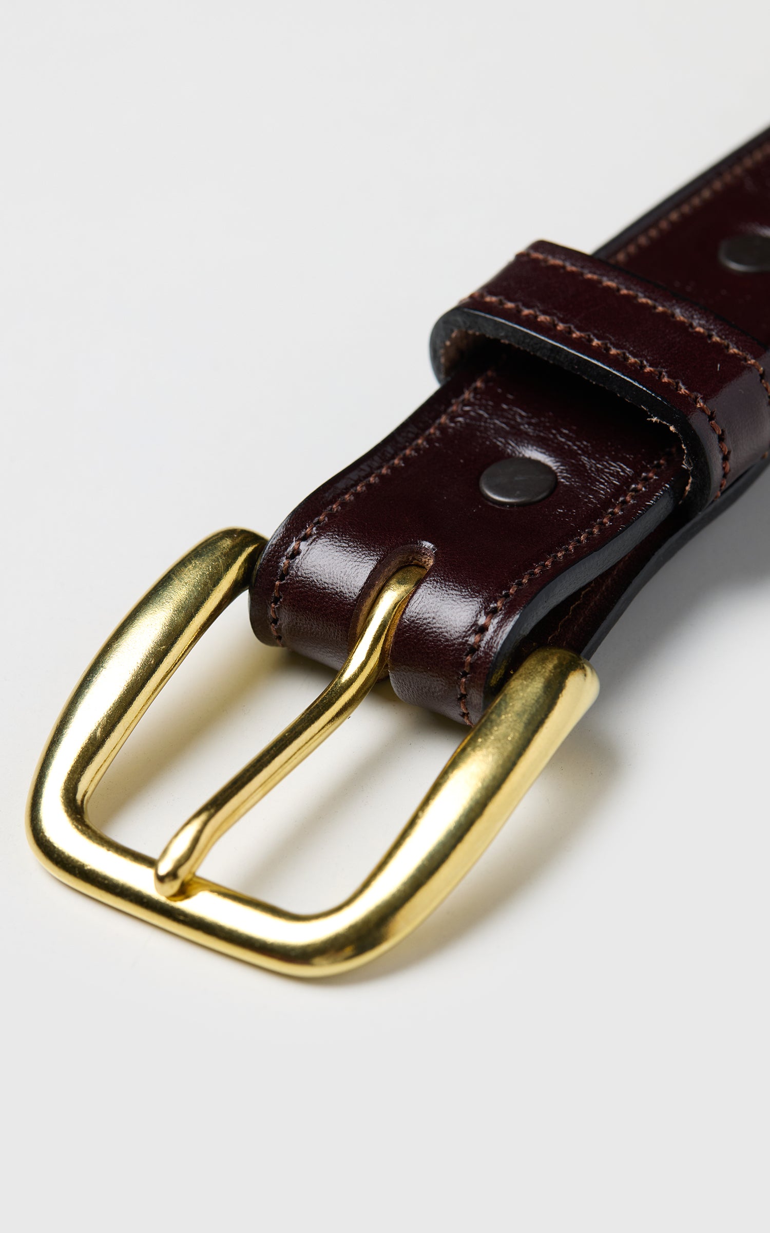 Tory Leather 1-1/4" Bridle Leather Lined And Stitched Belt Havana