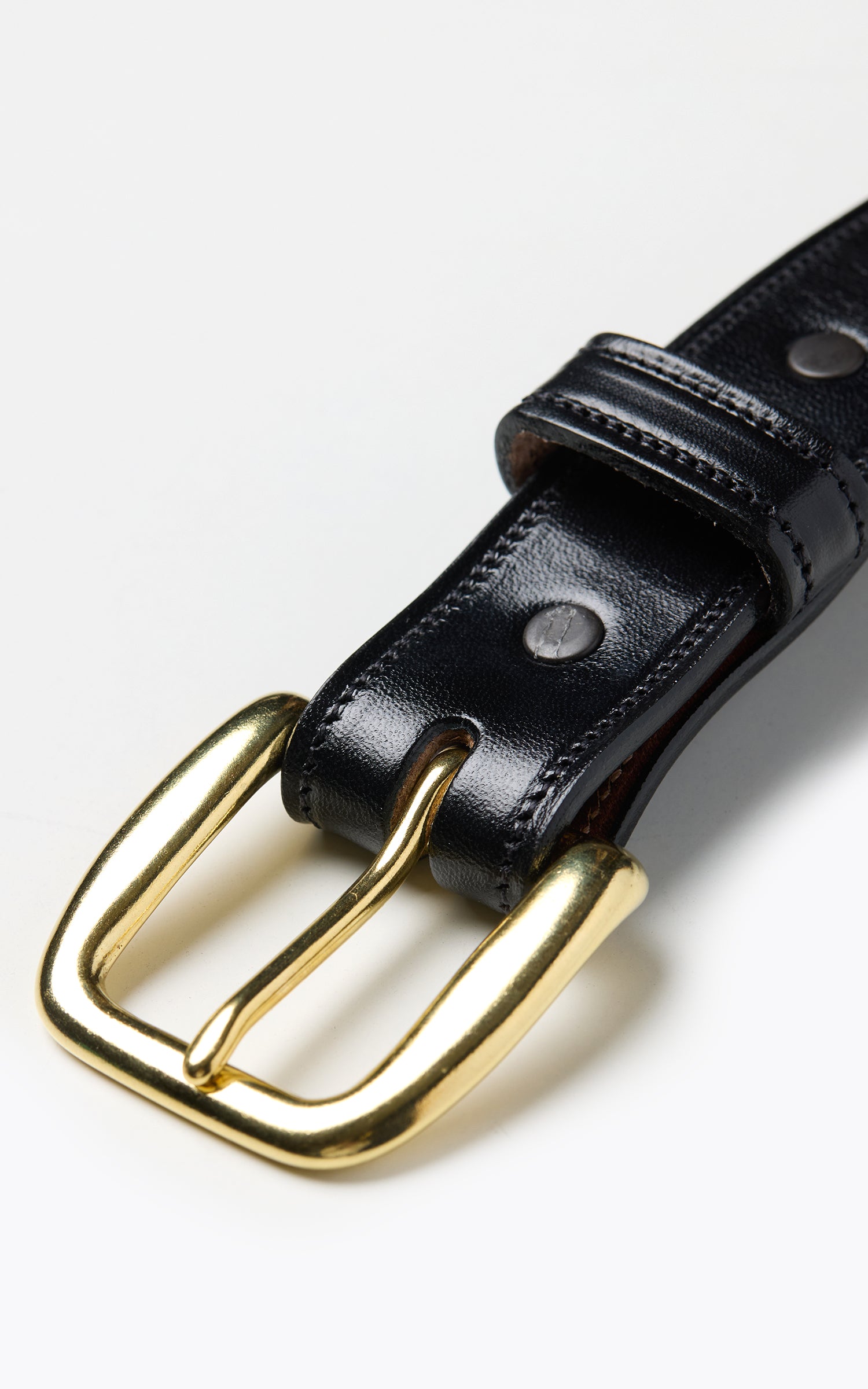 Tory Leather 1-1/4" Bridle Leather Lined And Stitched Belt Black