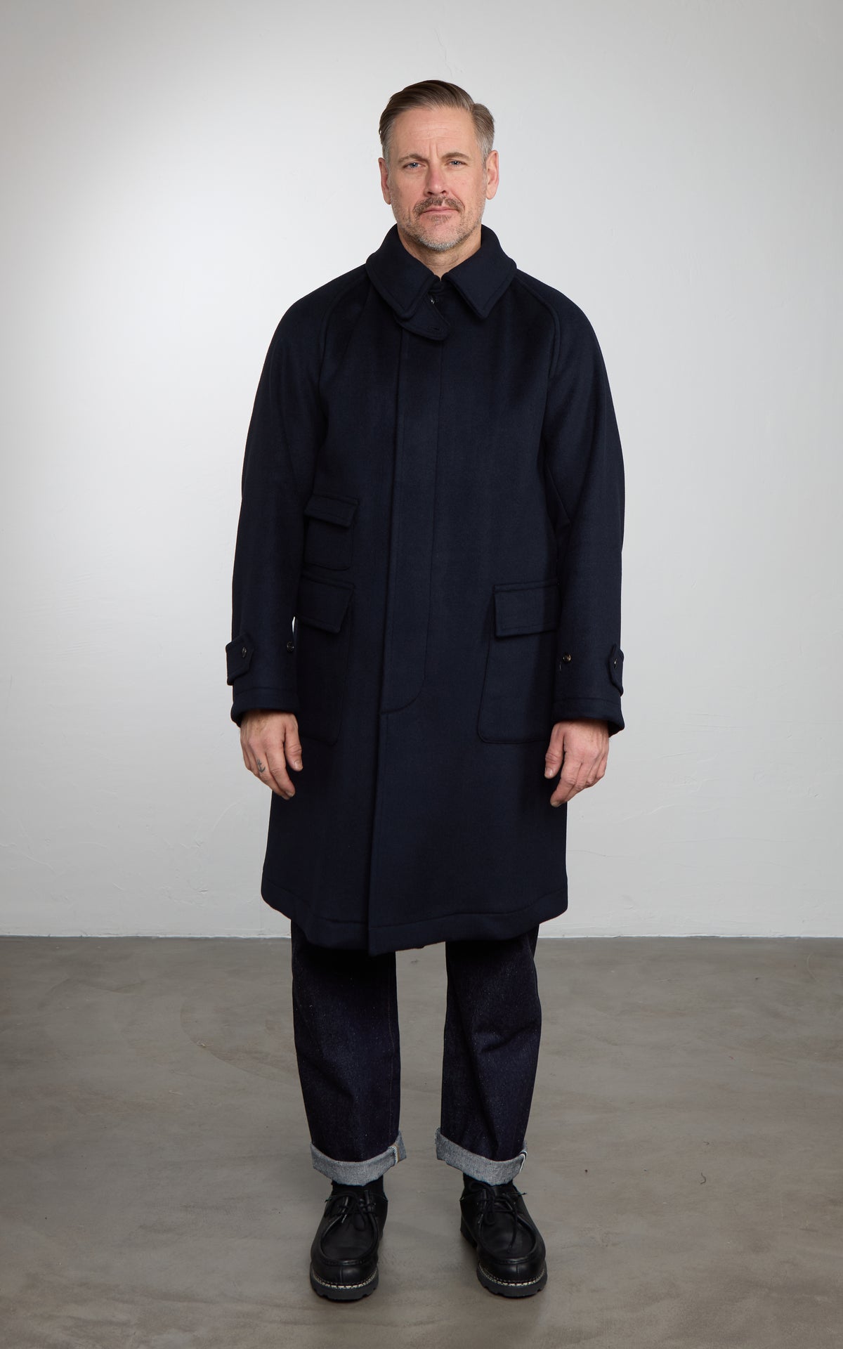 Kaptain Sunshine Traveller Coat Wool Top Navy