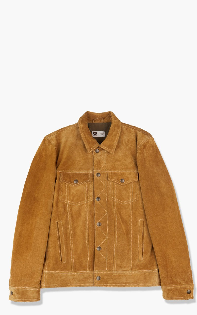 Tellason Suede Trucker Jacket Calf Split Silky Gold