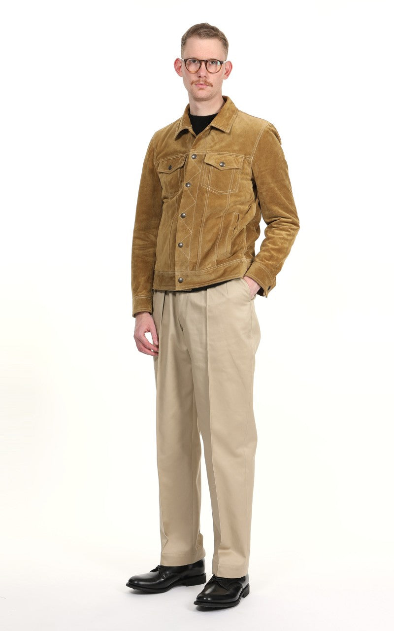 Tellason Suede Trucker Jacket Calf Split Silky Gold
