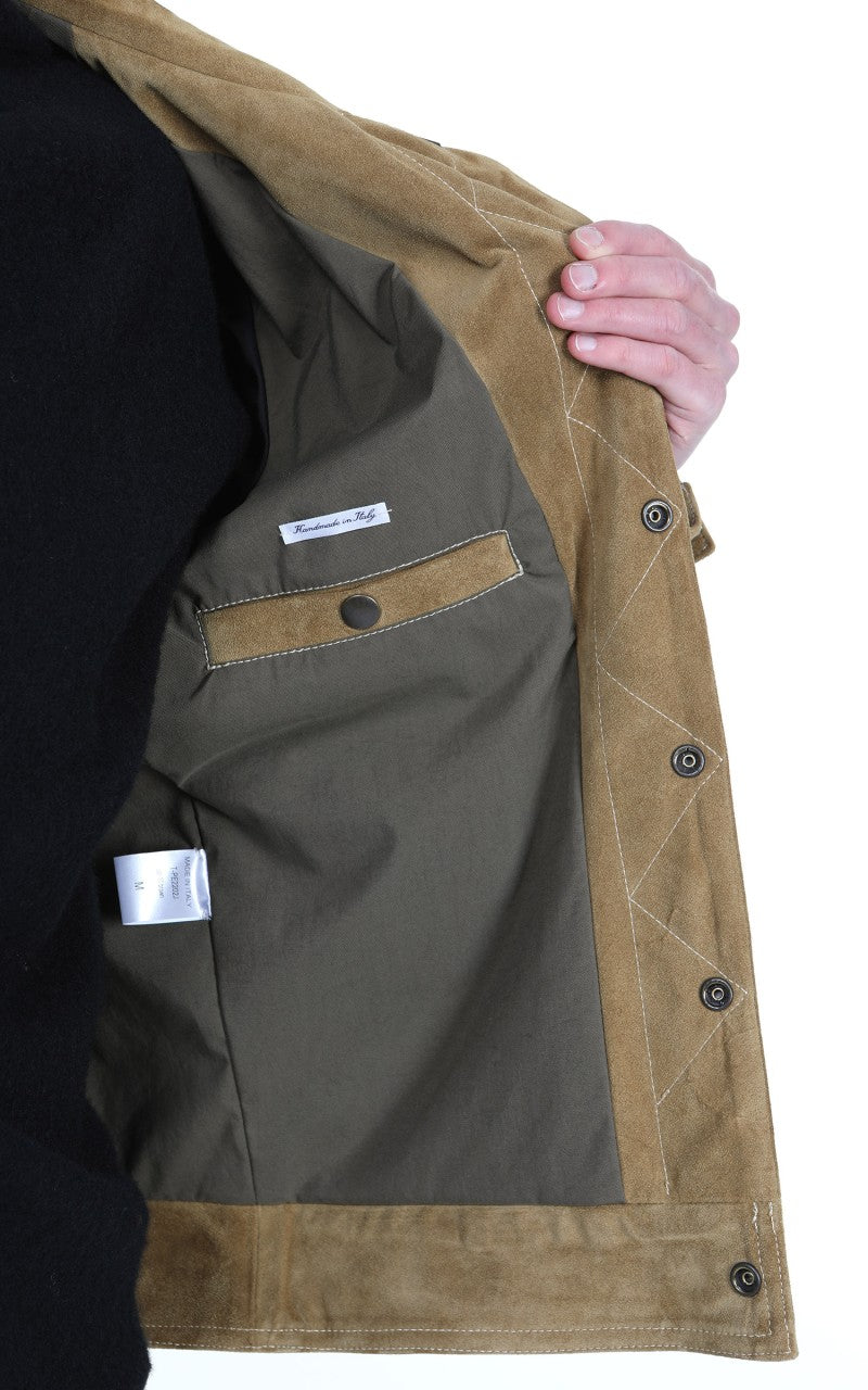Tellason Suede Trucker Jacket Calf Split Silky Gold