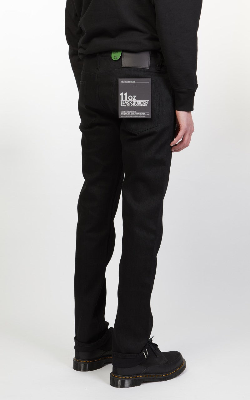 The Unbranded Brand UB244 Tapered Fit Stretch Selvedge Black 11oz