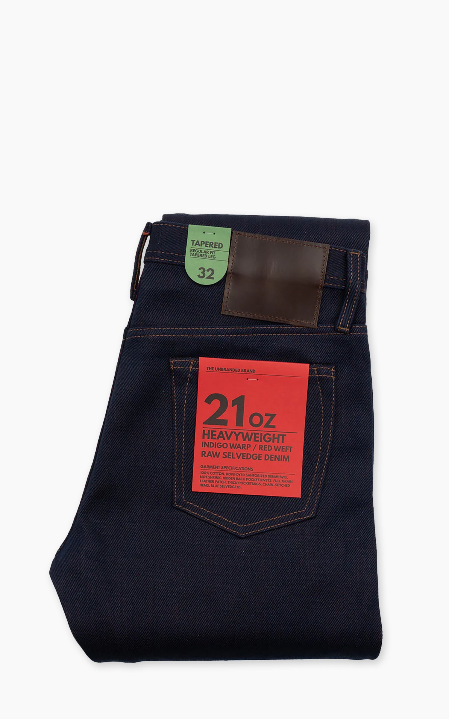 UB291 Tapered Fit Heavyweight Indigo Warp/Red Weft Raw Selvedge Indigo 21oz