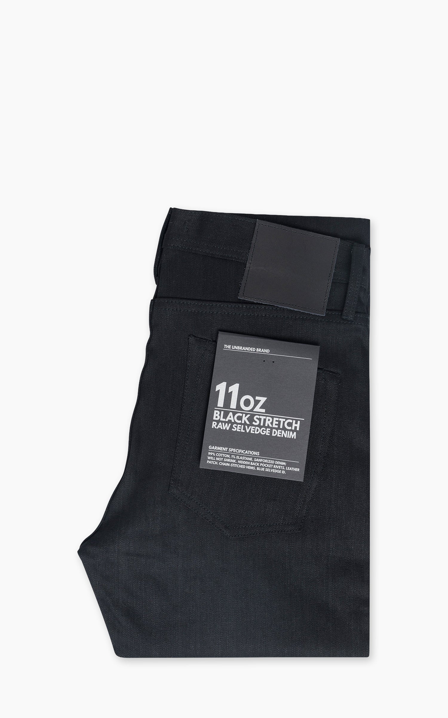 The Unbranded Brand UB444 Tight Fit Solid Black Stretch Selvedge Denim 11oz