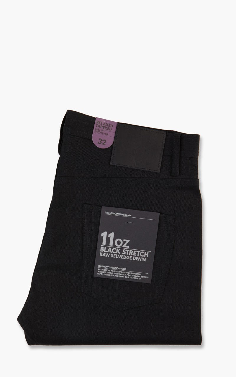 The Unbranded Brand UB644 Relaxed Tapered Fit Stretch Selvedge Black 11oz