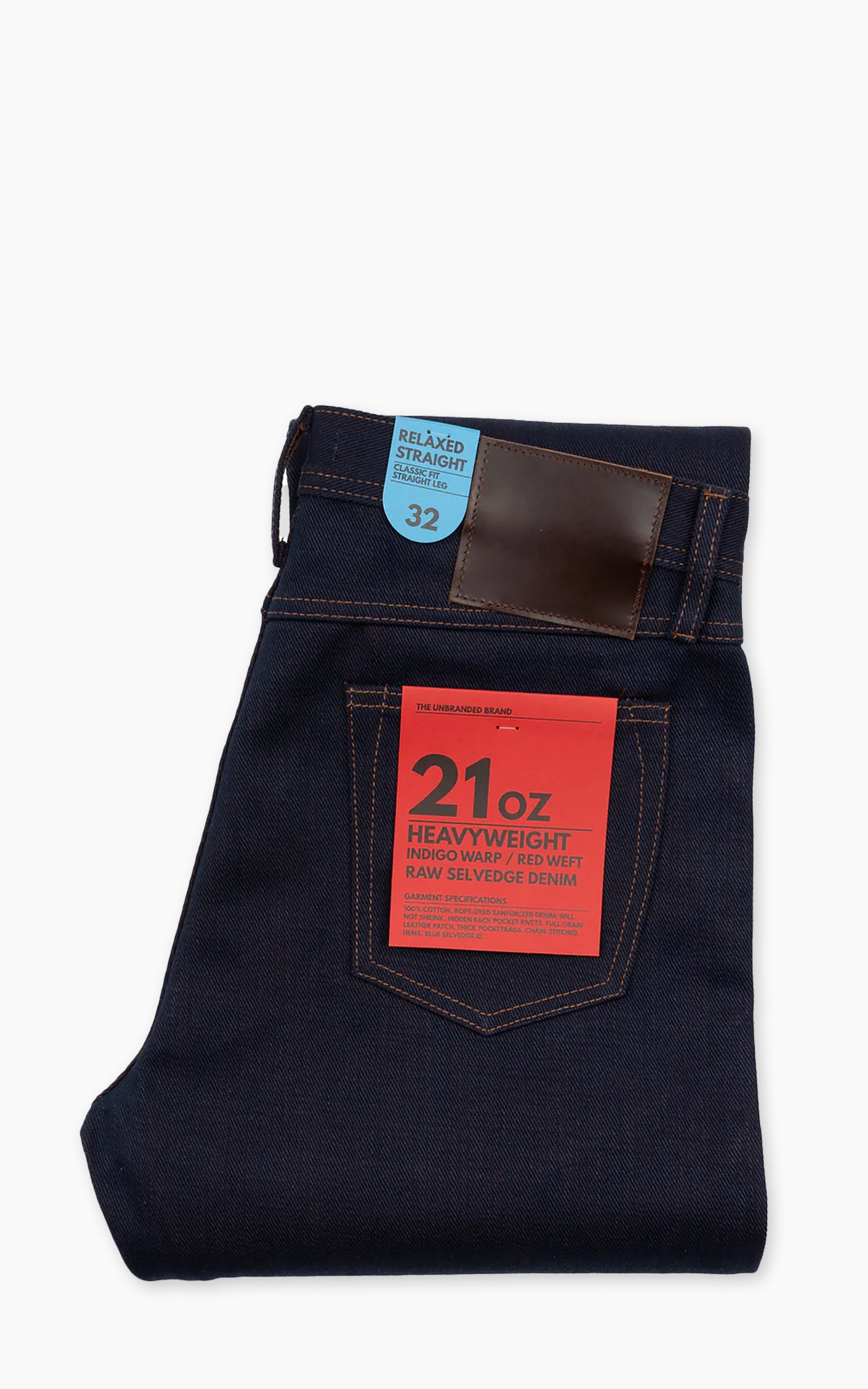UB891 Relaxed Straight Fit Heavyweight Indigo Warp/Red Weft Raw Selvedge Indigo 21oz
