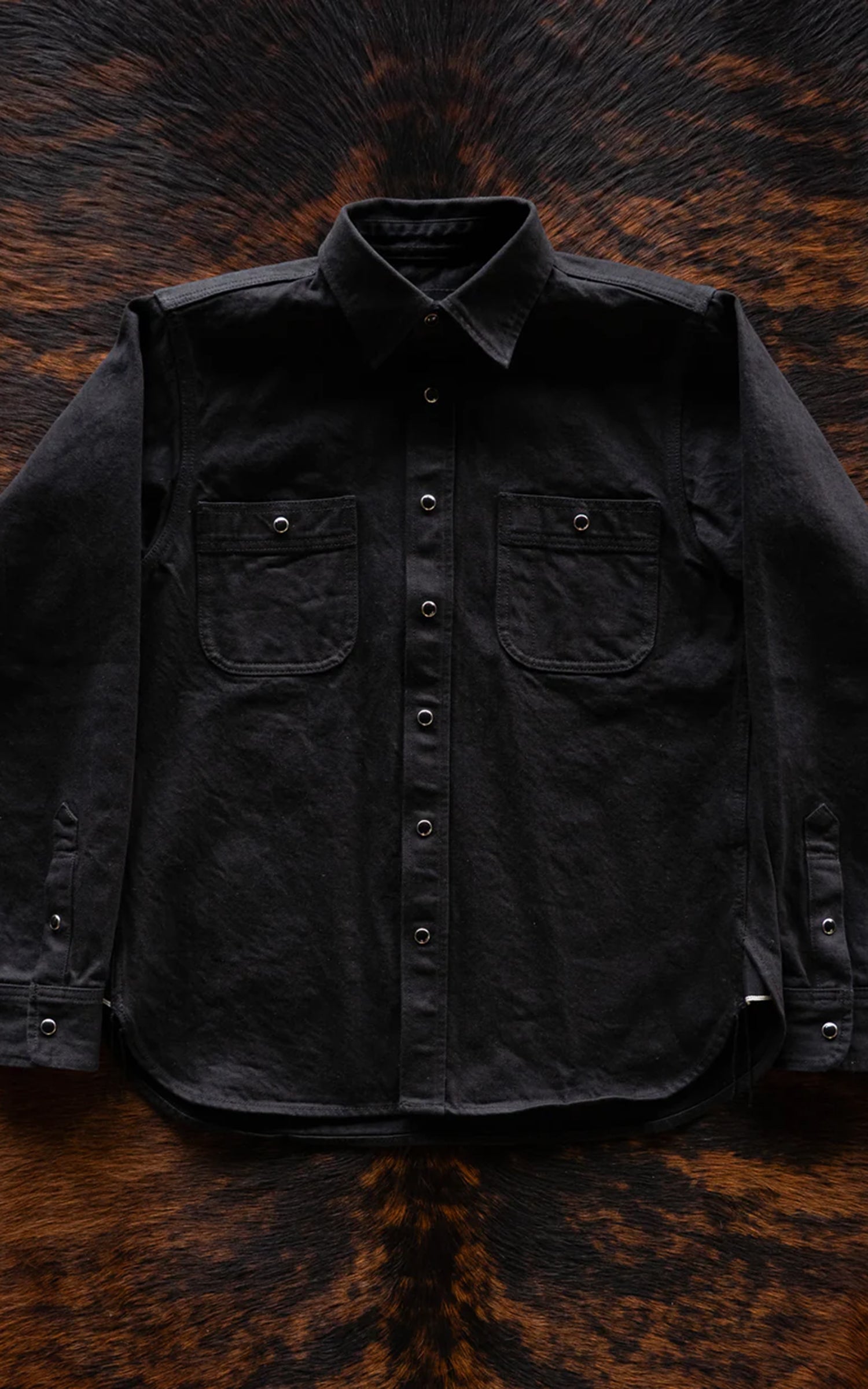 The Unbranded Brand UBS433 Work Shirt Solid Black Selvedge 12oz