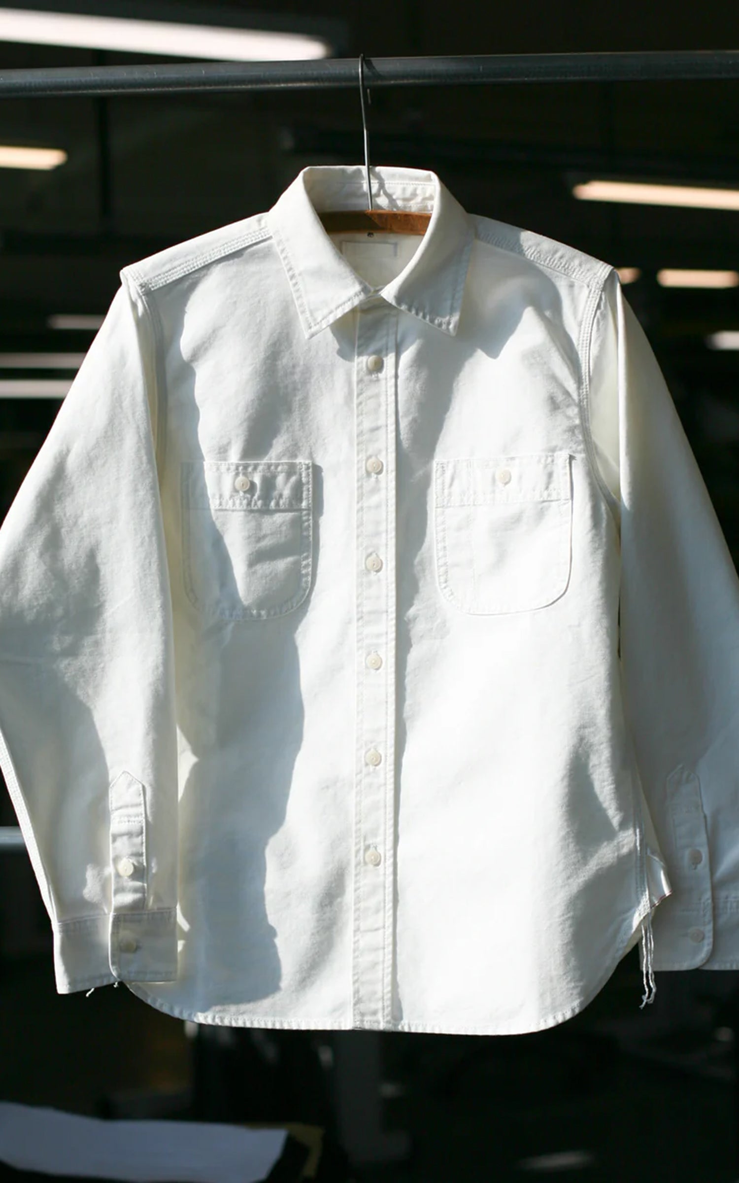 The Unbranded Brand UBS434 Work Shirt Oxford Selvedge White 9oz