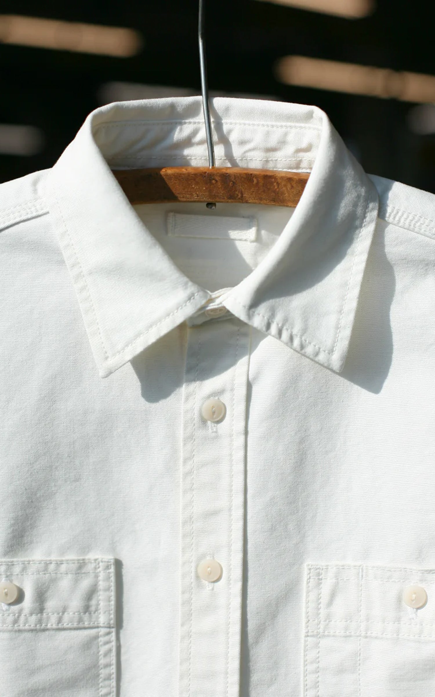 The Unbranded Brand UBS434 Work Shirt Oxford Selvedge White 9oz