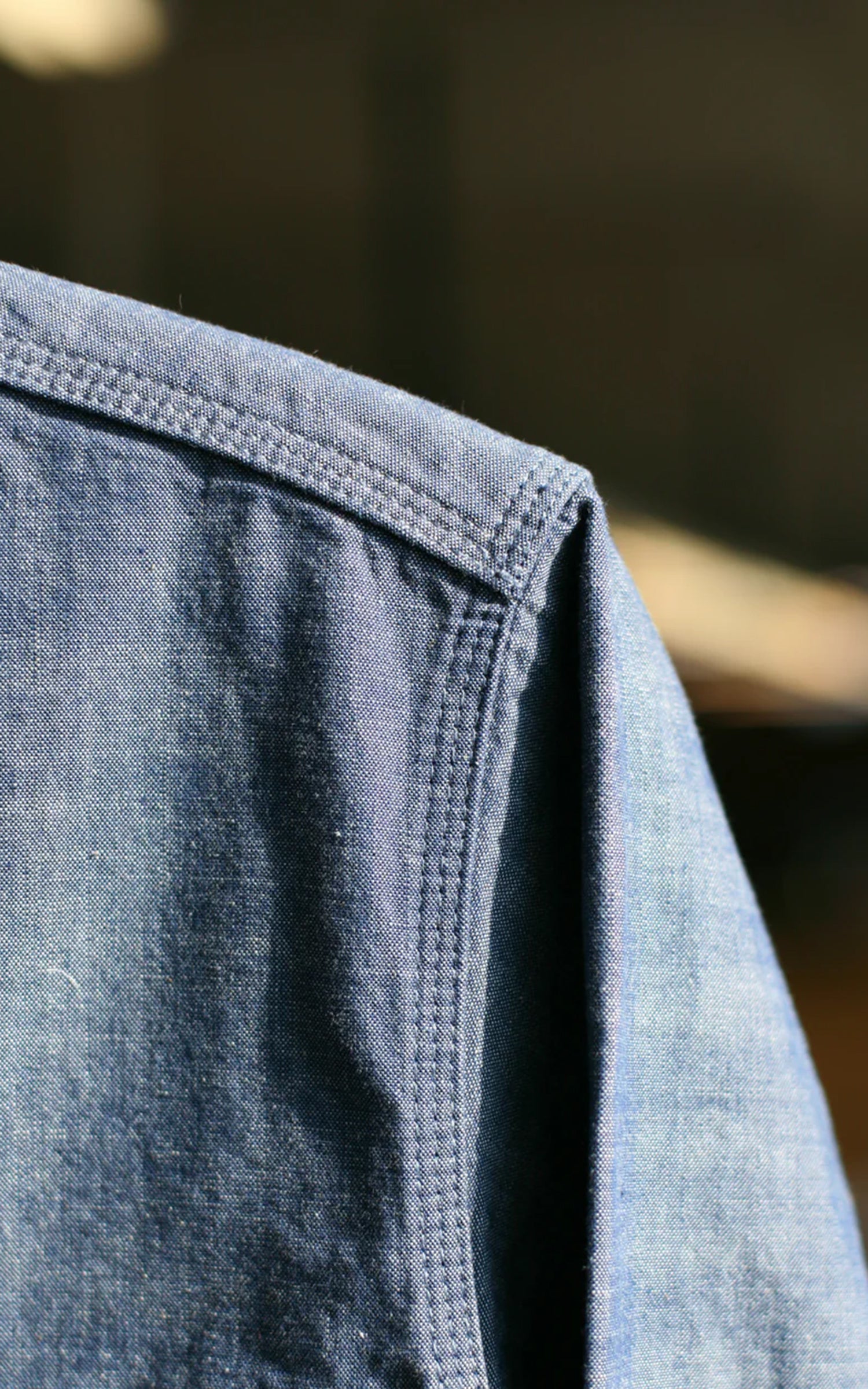 The Unbranded Brand UBS435 Work Shirt Selvedge Chambray Blue 8.2oz