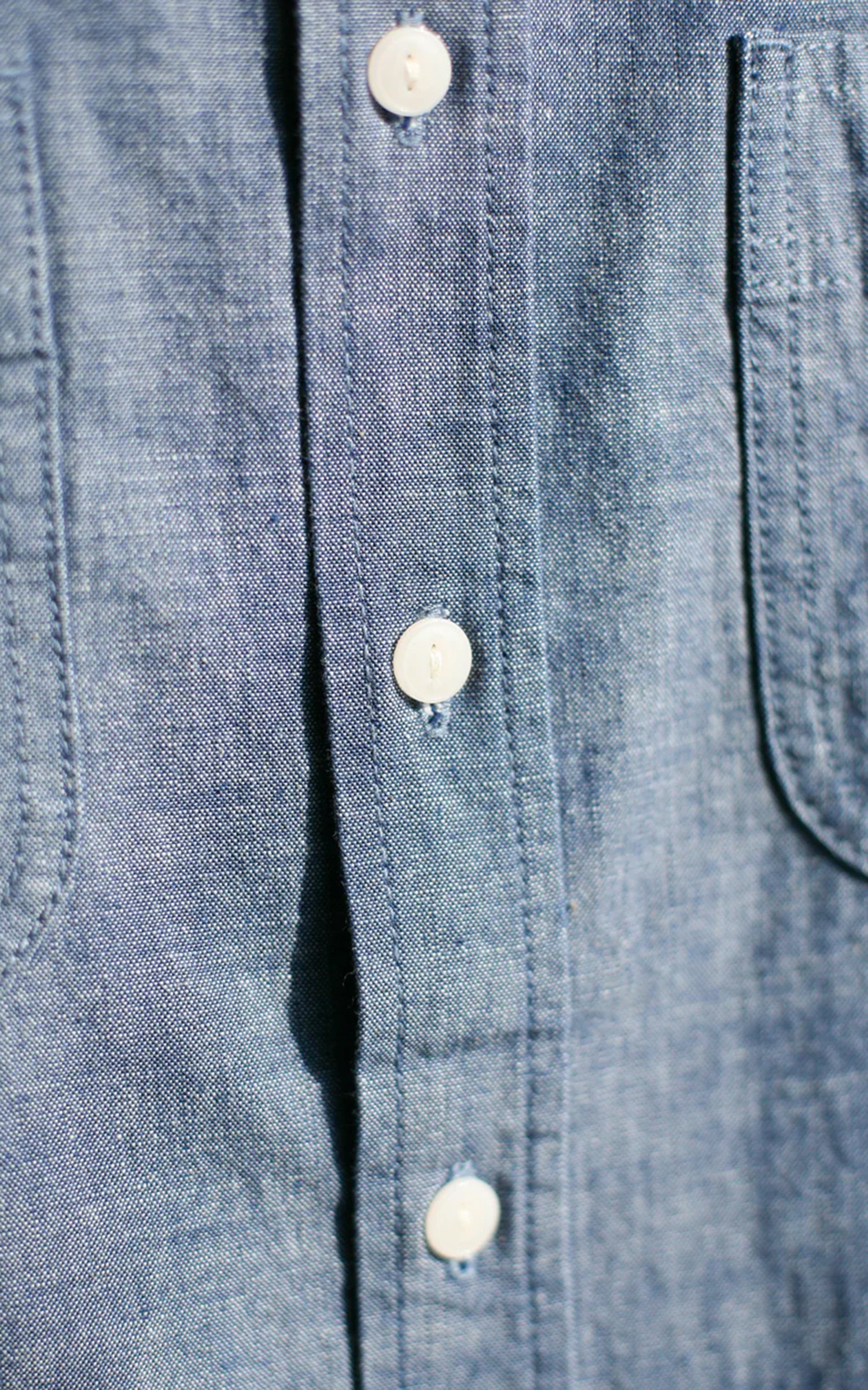 The Unbranded Brand UBS435 Work Shirt Selvedge Chambray Blue 8.2oz