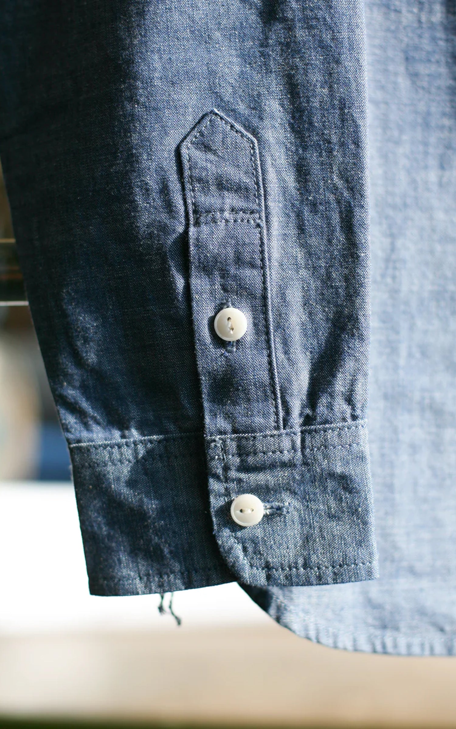 The Unbranded Brand UBS435 Work Shirt Selvedge Chambray Blue 8.2oz