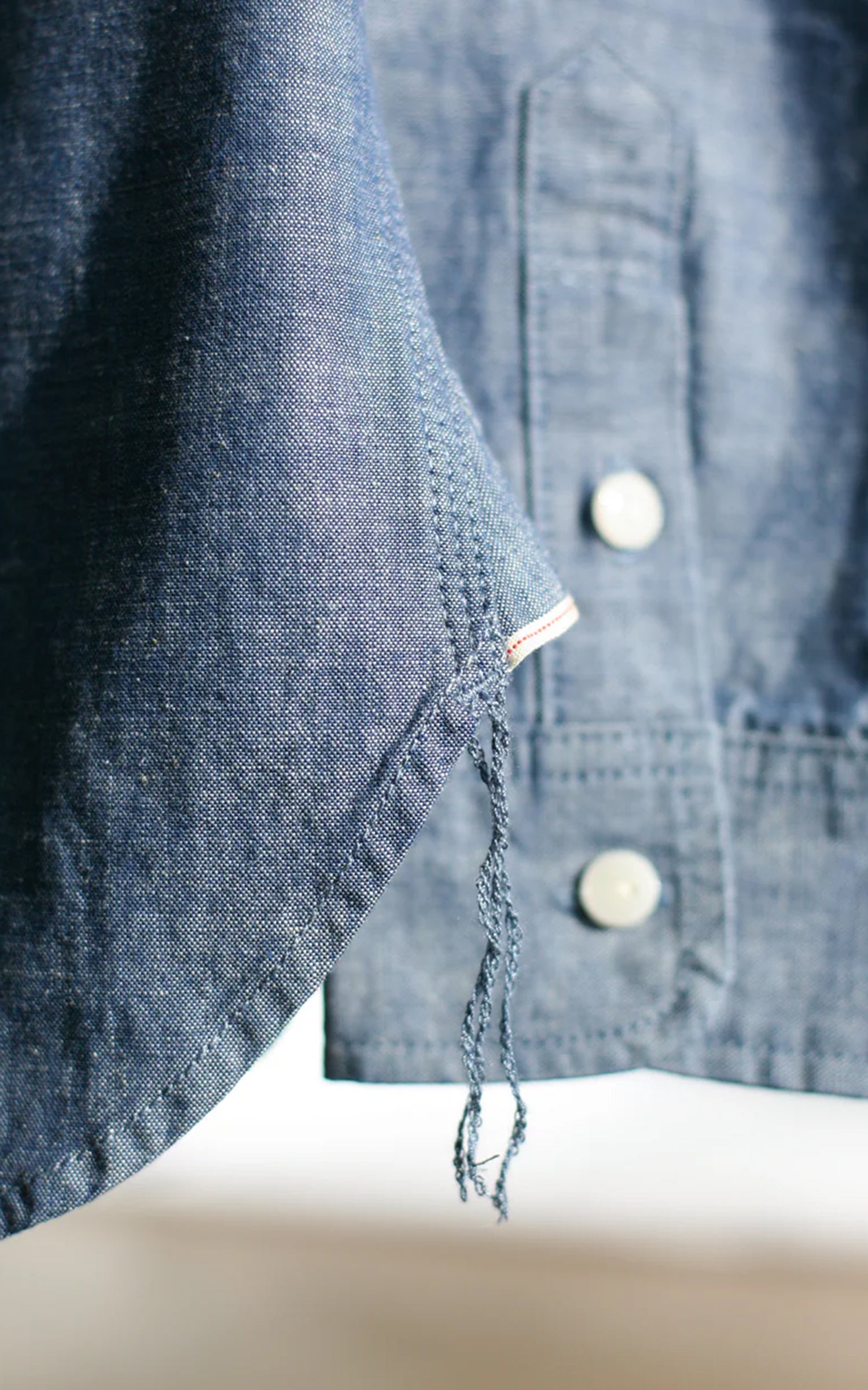 The Unbranded Brand UBS435 Work Shirt Selvedge Chambray Blue 8.2oz