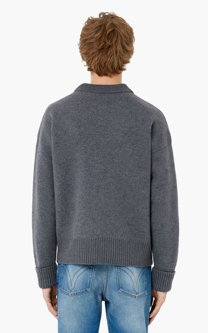 AMI Paris ADC Cardigan Heather Grey/Red