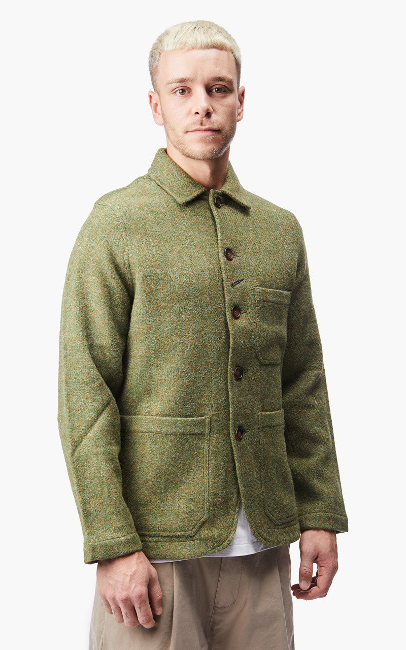 Universal Works Bakers Jacket Harris Tweed Olive