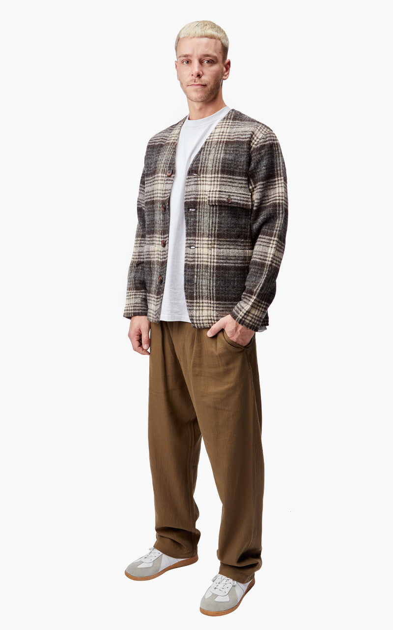 Universal Works Cabin Jacket Wool Moon Check Brown