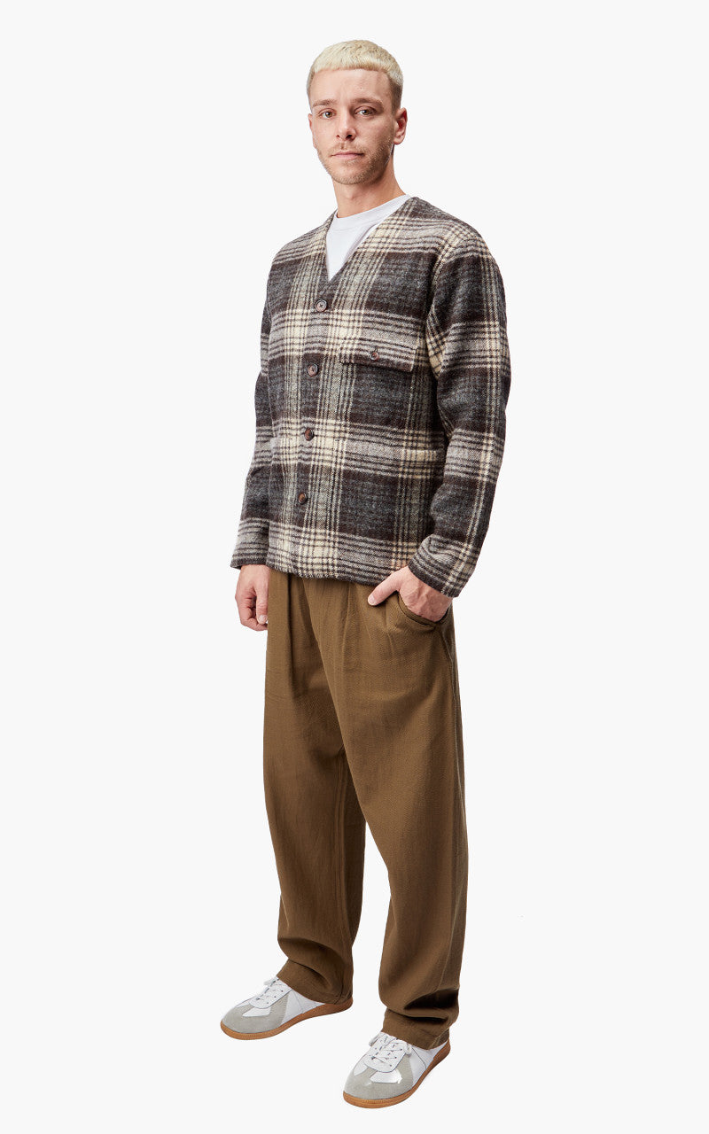 Universal Works Cabin Jacket Wool Moon Check Brown