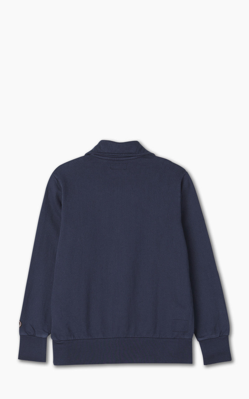 Universal Works Half Zip Sweatshirt Brushback Navy