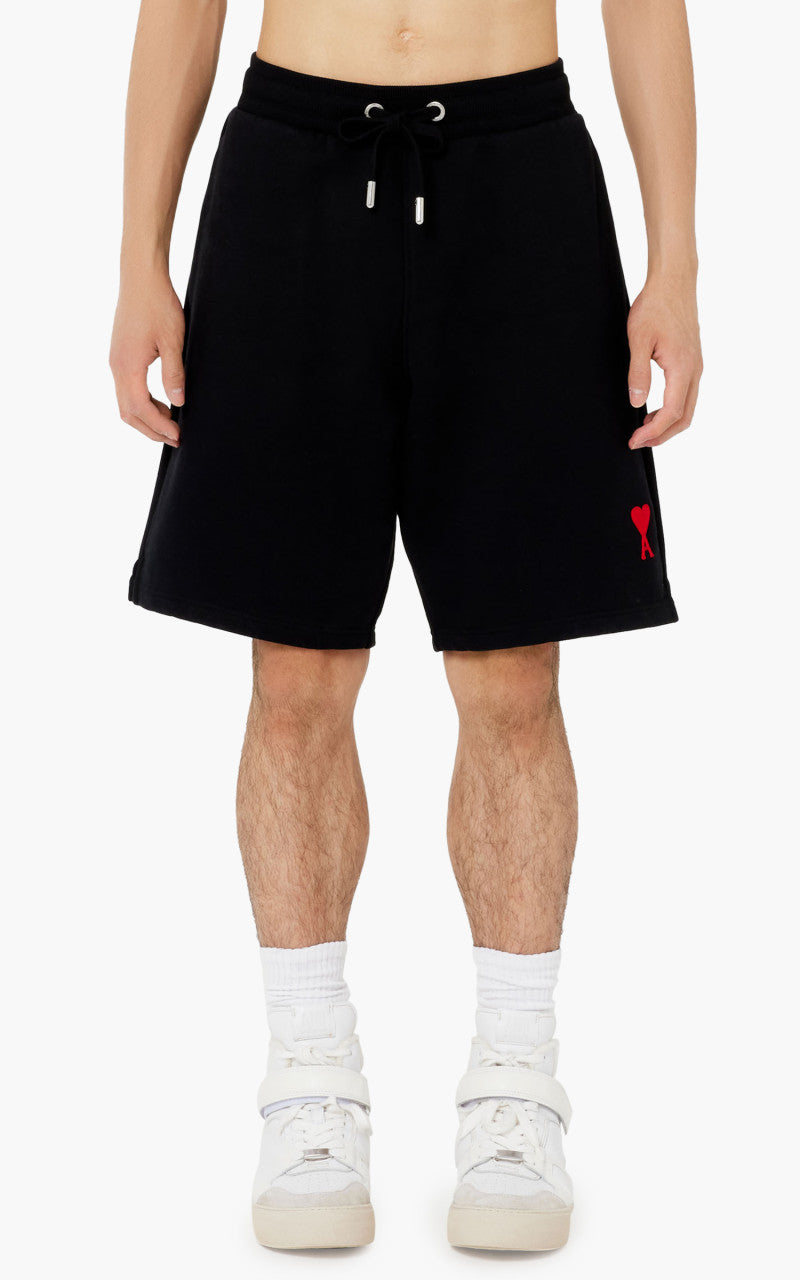 AMI Paris Tonal Ami De Coeur Short Black/Red