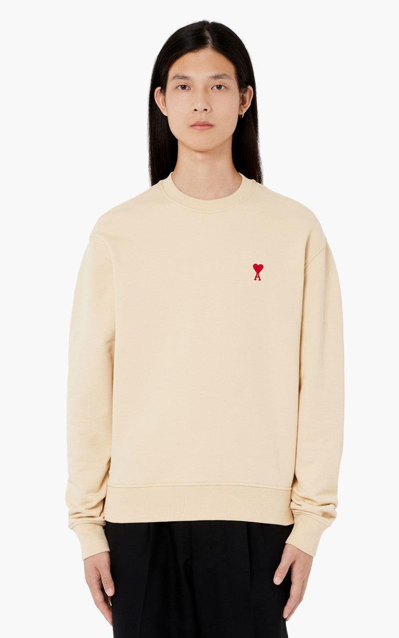 AMI Paris Ami De Coeur Crewneck Sweatshirt Vanilla