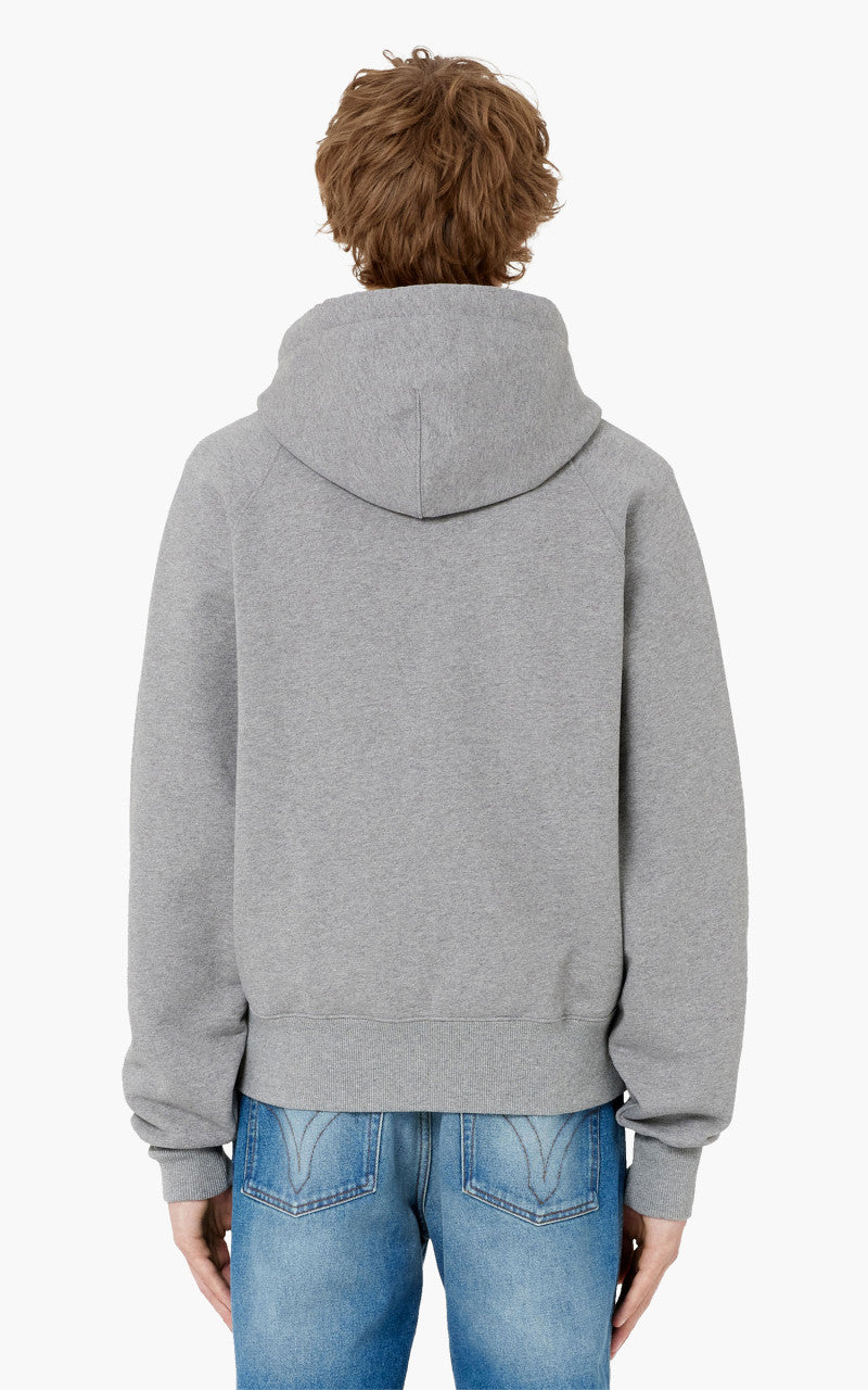 AMI Paris Tonal Zipped ADC Hoodie Heather Grey/Red